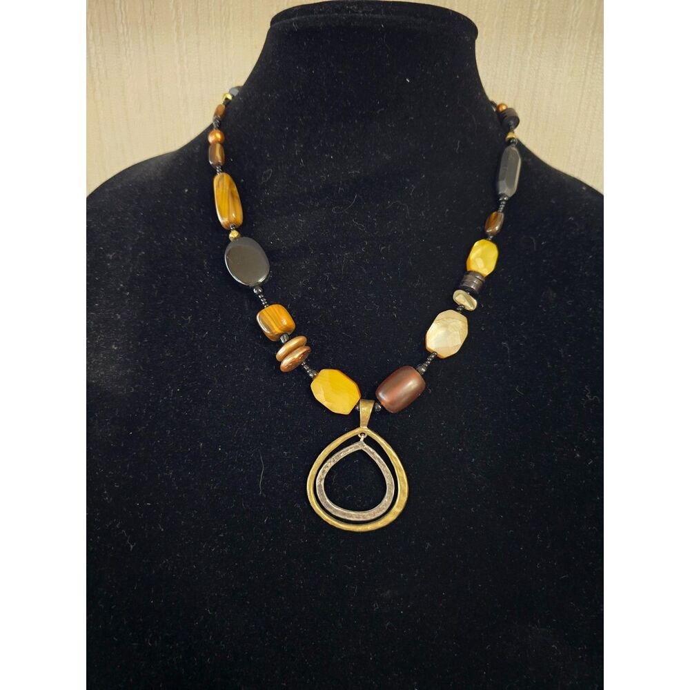 SILPADA Hammered Sterling Silver and Brass Teardrop Pendant Necklace